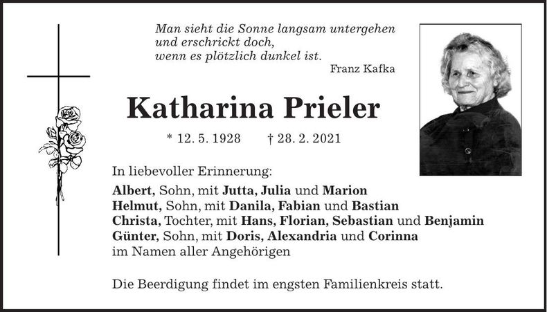 Traueranzeige Katharina Prieler