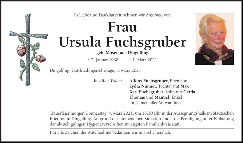 Traueranzeige Ursula Fuchsgruber
