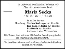 Traueranzeige Maria Secka