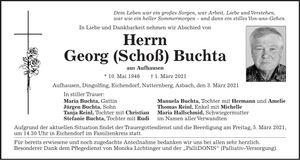 Traueranzeige Georg Buchta