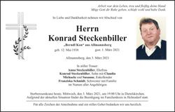 Traueranzeige Konrad Steckenbiller