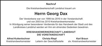 Traueranzeige Georg Dax