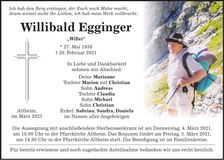 Traueranzeige Willibald Egginger