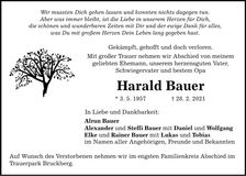 Traueranzeige Harald Bauer