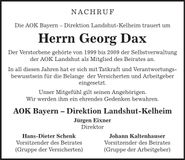 Traueranzeige Georg Dax
