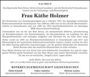 Traueranzeige Käthe Holzner