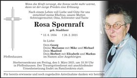 Traueranzeige Rosa Spornraft