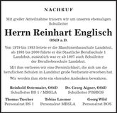 Traueranzeige Reinhart Englisch