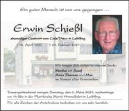 Traueranzeige Erwin Schießl