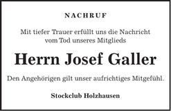 Traueranzeige Josef Galler