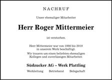 Traueranzeige Roger Mittermeier