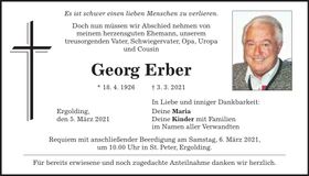 Traueranzeige Georg Erber