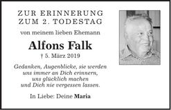 Traueranzeige Alfons Falk