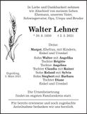 Traueranzeige Walter Lehner