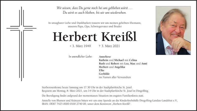 Traueranzeige Herbert Kreißl