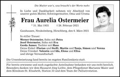 Traueranzeige Aurelia Ostermeier