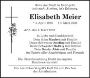 Traueranzeige Elisabeth Meier