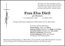 Traueranzeige Elsa Dietl