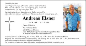 Traueranzeige Andreas Elsner
