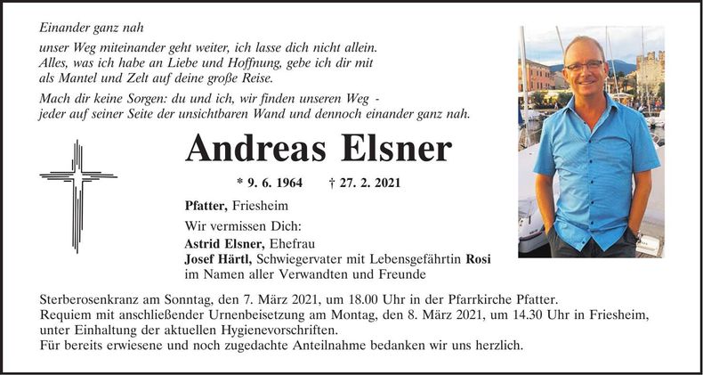 Traueranzeige Andreas Elsner