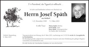 Traueranzeige Josef Späth
