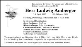 Traueranzeige Ludwig Amberger