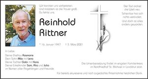 Traueranzeige Reinhold Rittner
