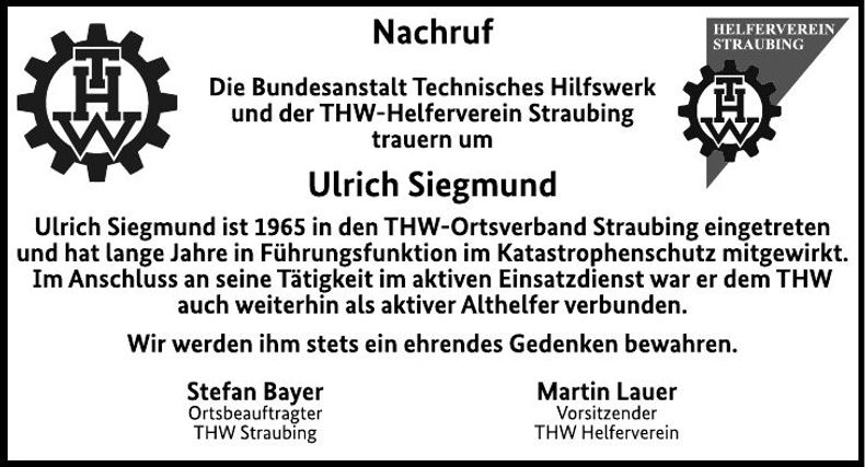 Traueranzeige Ulrich Siegmund