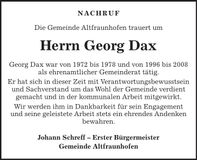 Traueranzeige Georg Dax