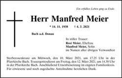 Traueranzeige Manfred Meier