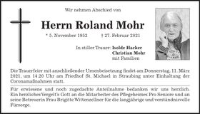Traueranzeige Roland Mohr