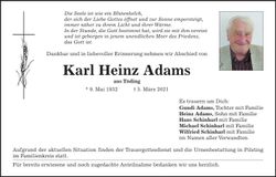 Traueranzeige Karl Heinz Adams