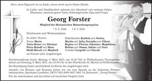 Traueranzeige Georg Forster