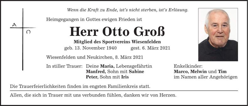 Traueranzeige Otto Groß
