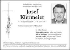 Traueranzeige Josef Kiermeier