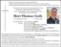 Traueranzeige Thomas Goth