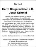 Traueranzeige Josef Schmid