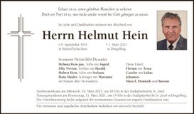 Traueranzeige Helmut Hein