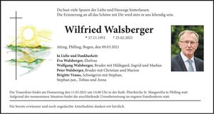 Traueranzeige Wilfried Walsberger