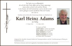 Traueranzeige Karl Heinz Adams