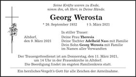 Traueranzeige Georg Werosta