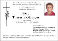Traueranzeige Theresia Otzinger
