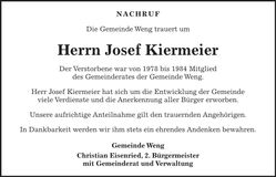 Traueranzeige Josef Kiermeier