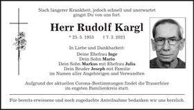 Traueranzeige Rudolf Kargl