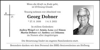 Traueranzeige Georg Dobner