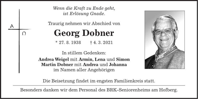 Traueranzeige Georg Dobner