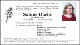Traueranzeige Sabine Dachs