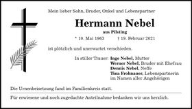 Traueranzeige Hermann Nebel