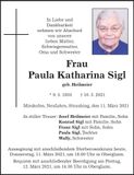 Traueranzeige Paula Katharina Sigl