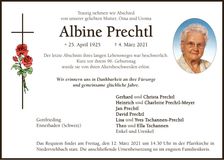 Traueranzeige Albine Prechtl
